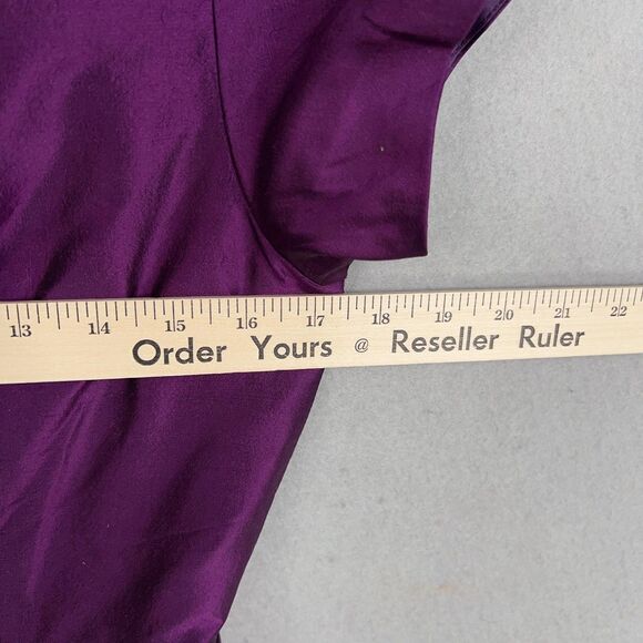 Teri Jon Rickie Freeman Dress Women 6 Purple Silk Shirt Belted Pleated MOB Party - Picture 12 of 14